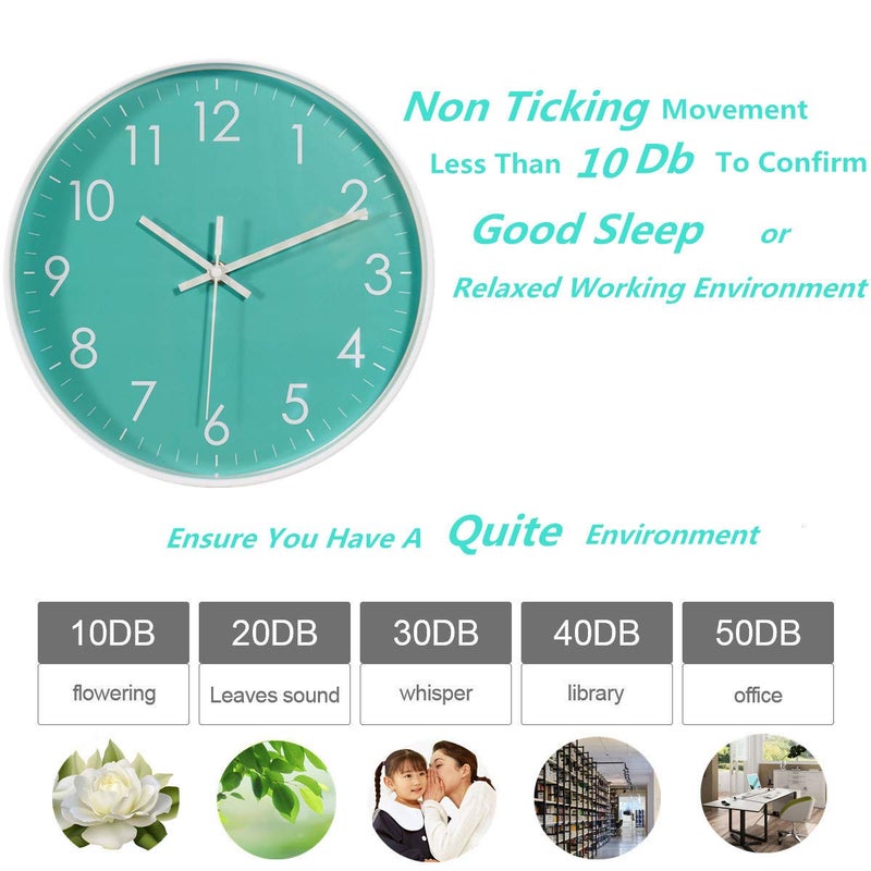 Jdelai Indoor Silent Non-Ticking Quartz Modern Simple Wall Clock Digital Quiet Sweep Movement Office/Kitchen/School/Living Room Decor 10 Inch - Image 3